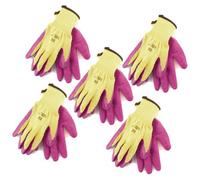 AB Tools 7" Builders Protective Gardening Diy Latex Rubber Coated Work Gloves Pink X 5