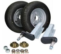 AB Tools 750Kg Galvanised Trailer Suspension Units & 10" Wheels & Tyres Kit 4" Pcd Hubs