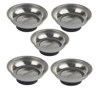 AB Tools 75mm Magnetic Parts Tray Dish Storage Holder Circular Round Stainless Steel 5Pk