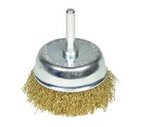 AB Tools 75mm Wire Cup Brush For Drills Steel Brass Coated Rust Paint Removal Remover