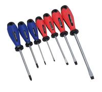 AB Tools 7Pc Screwdriver Set Slotted Flat And Pozi Headed With Soft Grip Handles