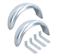 AB Tools 8" Metal Mudguards Fender (Pair) Offset Fit & Mud Guard Angle (Large) Brackets (4 Pack)