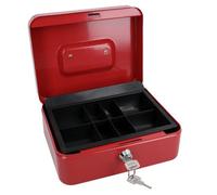 AB Tools 8" Petty Cash Box Money Coin Tin Deposit Security Safe Organiser 2 Keys Red