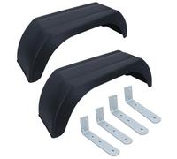 AB Tools 8" Plastic Mudguards Fender (Pair) Offset Fit & 4 Large Brackets