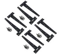 AB Tools 8In / 204mm Heavy Duty T Tee Hinges For Shed + Garden Gates Black Finish 8Pc