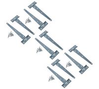 AB Tools 8In / 204mm Heavy Duty T Tee Hinges For Shed + Garden Gates Zinc Plated 10Pc
