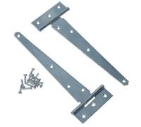 AB Tools 8In / 204mm Heavy Duty T Tee Hinges For Shed + Garden Gates Zinc Plated 2Pc