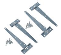 AB Tools 8In / 204mm Heavy Duty T Tee Hinges For Shed + Garden Gates Zinc Plated 4Pc