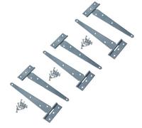 AB Tools 8In / 204mm Heavy Duty T Tee Hinges For Shed + Garden Gates Zinc Plated 6Pc