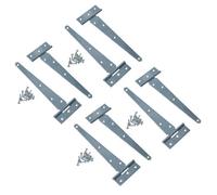 AB Tools 8In / 204mm Heavy Duty T Tee Hinges For Shed + Garden Gates Zinc Plated 8Pc