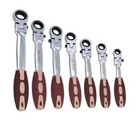 AB Tools 8mm - 19mm 7pc Flexi Flexible Ring Ratchet Spanner Lockable Head 72 Teeth