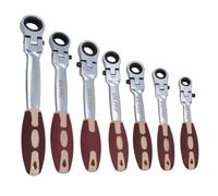 AB Tools 8mm - 19mm 7Pc Flexi Flexible Ring Ratchet Spanner Lockable Head 72 Teeth