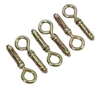 AB Tools 8mm Close Hook Anchor Eye Bolt Rawl Expansion Bolts Shield Wall 6 Pack