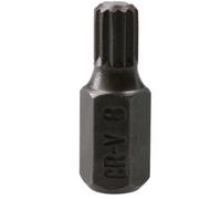 AB Tools 8mm Spline Bit 30mm Length 10mm Shank Chrome Vanadium Hardened Tip Triple Square