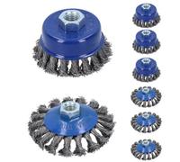 AB Tools 8Pc Twist Knot Cup And Flat Bevel Brushes Rust Paint Removal For 4-1/2" Grinders