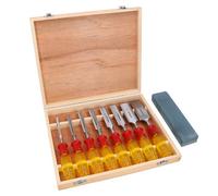 AB Tools 8Pc Wood Chisel Set Carpenters Woodworking 1/4In 1-1/2In Sharpening Stone