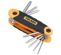 AB Tools 8pcs Folding Torx/Star Key Wrench Set T9 - T40 Foldable Rubberized Handle