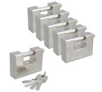 AB Tools 95mm Heavy Duty Padlock Lock For Steel Shutters Warehouse Containers 5 Keys 6Pk