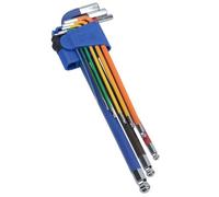 AB Tools 9Pc Extra-Long mm Allen Hex Ball Ended Keys Multicoloured With Holder 1.5-10mm