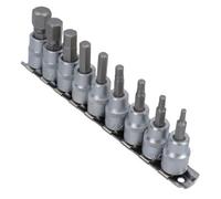 AB Tools Af Imperial Sae Allen Allan Hex Key Bit Sockets 3/8" Drive 1/8" - 1/2" 9Pc Set