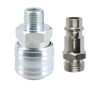 AB Tools Air Fitting Female Euro & Male Euro Fitting 1/4" Bsp Male Thread 2Pk