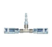 AB Tools Airline T Piece 3 Way Quick Release Fittings For Compressor Air Hose 1/4 Bsp