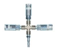 AB Tools Airline T-Piece Cross Type 4 Way Quick Release Fittings For Compressor Air Hose