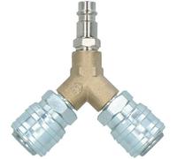 AB Tools Airline Y Piece 3 Way Euro Quick Release Fittings For Compressor Air Hose
