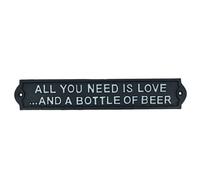 AB Tools All You Need Is Love & Be Er Sign Cast Iron Plaque Wall Bar House Garden Door