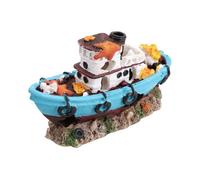 AB Tools Aquatic Aquarium Decoled Boat Ship Wreck Fish Tank Ornament 7X10X18Cm