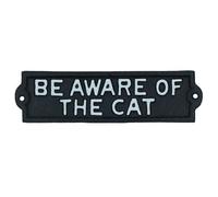 AB Tools Be Aware Of The Cat Sign Plaque Cast Iron Garden House Wall Fence Gate Door