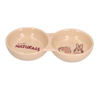 AB Tools Beige Small Aniamls Pet 8" Twin Naturals Stoneware Food Water Bowl Dish