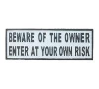 AB Tools Beware Of Owner Enter At Own Risk Cast Iron Sign Plaque Door Wall House Gate