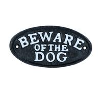AB Tools Beware The Dog Black Cast Iron Sign Plaque Door Wall House Gate Post Garden