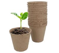 AB Tools Biodegradable Fibre Plant Pots For Seeds Seedlings Cuttings Round 8 X 8Cm 15Pc