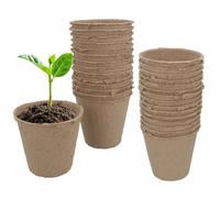 AB Tools Biodegradable Fibre Plant Pots For Seeds Seedlings Cuttings Round 8 X 8Cm 30Pc