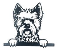 AB Tools Black Metal Peeking West Highland Terrier Silhouette Fixing Plate Garden Decor