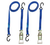 AB Tools Blue Ratchet Strap Tie Down Trailer 4M Hook Cargo Strap 325Kg Lashing X 2 (Pair)