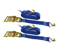 AB Tools Blue Ratchet Strap Tie Down Trailer 5M Hook Cargo Strap 750Kg Lashing X 2 (Pair)