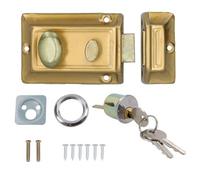 AB Tools Brass Finish Door Lock Night Latch Rim Yale Type Cylinder Security Latch