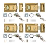 AB Tools Brass Finish Front Door Lock Night Latch Rim Yale Type Cylinder Security Latch 4Pk