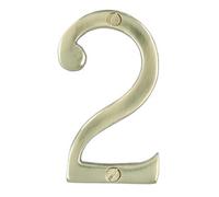 AB Tools Brass House Number 2 Door Sign 70mm Plaque Street Home Address Mail Letter