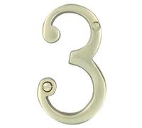 AB Tools Brass House Number 3 Door Sign 70mm Plaque Street Home Address Mail Letter