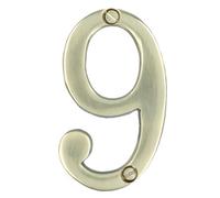 AB Tools Brass House Number 9 Door Sign 70mm Plaque Street Home Address Mail Letter