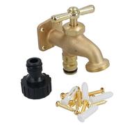 AB Tools Brass Outdoor Outside Garden Water Tap + Adaptor 3/4In Bsp Thread Portable