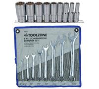 AB Tools Bsw British Whitworth Combination Spanner Wrench + Deep Sockets 17Pc Set