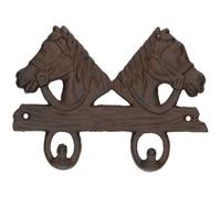 AB Tools Cast Iron Rustic Two Horse Coat Hook Home Garden Stables 3X15X20.5Cm