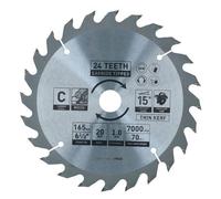 AB Tools Circular Saw Blade 165mm X 16 / 20mm 24 Teeth Tct Cutting Disc Wood 1Pc