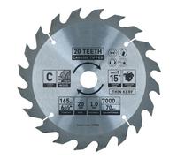 AB Tools Circular Saw Blade 165mm X 20mm 20 Teeth Tct Coarse Cutting Disc Wood 1Pc