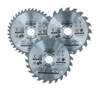 AB Tools Circular Saw Blade 190mm X 30mm 20 24 40 Teeth Tct Cutting Disc Wood 3Pc